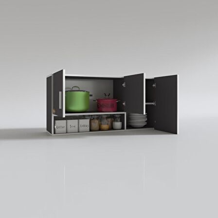 Kenzlife hazır mutfak mirena22 gri 060*120*22 mutfak banyo dolabı kapaklı raflı