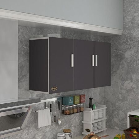 Kenzlife hazır mutfak canna22 gri 060*120*22 mutfak banyo dolabı kapaklı raflı