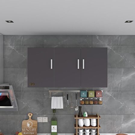 Kenzlife hazır mutfak canna22 gri 060*120*22 mutfak banyo dolabı kapaklı raflı