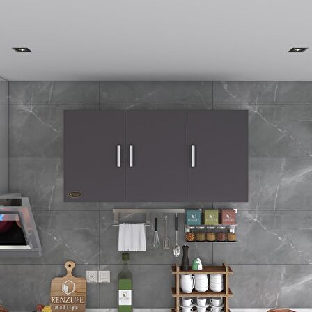 Kenzlife hazır mutfak dirca22 gri 060*120*22 mutfak banyo dolabı kapaklı raflı