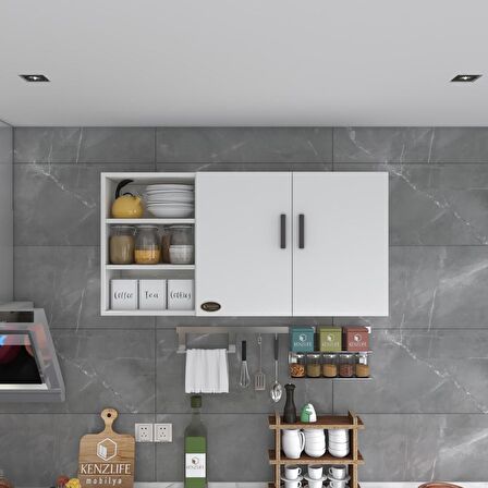 Kenzlife hazır mutfak castus22 byz 060*120*22 banyo dolabı kapaklı raflı arkalıklı