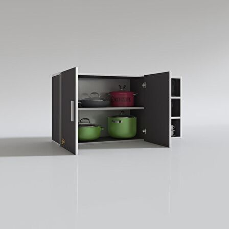 Kenzlife hazır mutfak fulvus22 gri 060*120*22 mutfak banyo dolabı kapaklı raflı