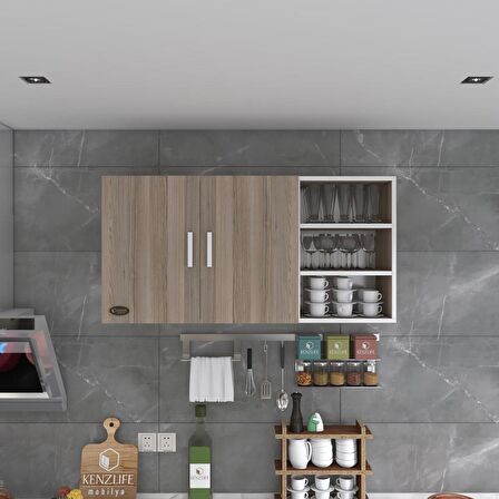 Kenzlife hazır mutfak fulvus22 crd 060*120*22 mutfak banyo dolabı kapaklı raflı
