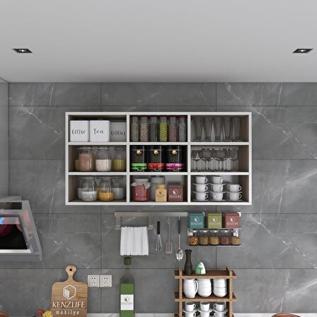 Kenzlife hazır mutfak hortus22 crd 060*120*22 banyo dolabı raflı kapaksız arkalıklı
