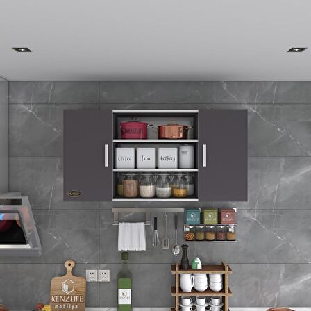 Kenzlife hazır mutfak honnor22 gri 060*120*22 mutfak banyo dolabı kapaklı raflı