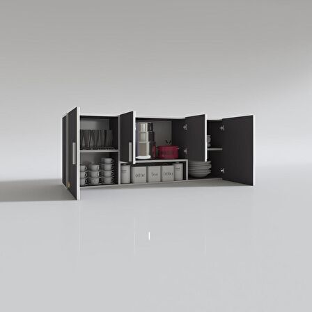 Kenzlife hazır mutfak floro32 gri 060*150*32 mutfak banyo dolabı kapaklı raflı