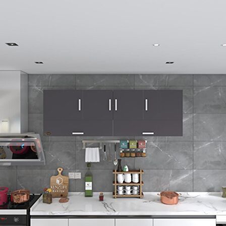 Kenzlife hazır mutfak perenna gri 060*180*32 mutfak banyo dolabı kapaklı raflı