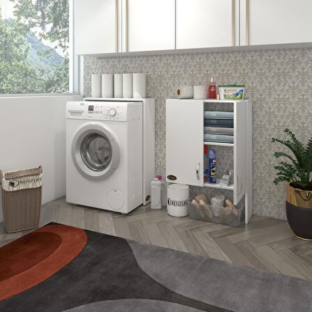 Kenzlife çamaşır makinesi dolabı veronika byz 180*066*20 banyo çift kapaklı arkalıksız