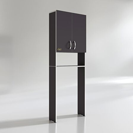 Kenzlife çamaşır makinesi dolabı veronika gri 180*066*20 banyo çift kapaklı arkalıksız