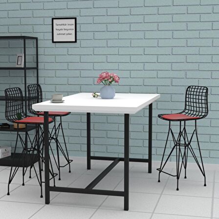 Knsz orta boy tel bar sandalyesi 1 li mağrur syhkrm 65 cm oturma yüksekliği mutfak bahçe cafe ofis