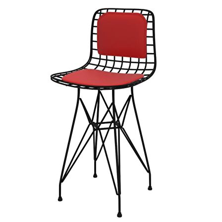Knsz ufak boy tel bar sandalyesi 1 li uslu syhkrm sırt minderli 55 cm oturma yüksekliği mutfak bahçe cafe ofis