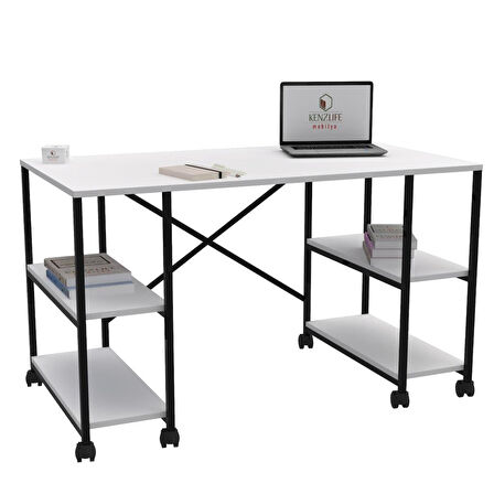 Kenzlife ofis masası sumiko 075*170*60 byzsyh tekerlekli bilgisayar çalışma büro