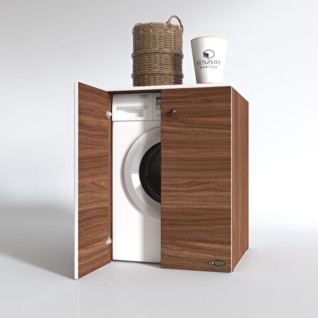 Kenzlife çamaşır makinesi dolabı kapaklı tatyana cvz 90*70*60 banyo ofis kapaklı arkalıksız
