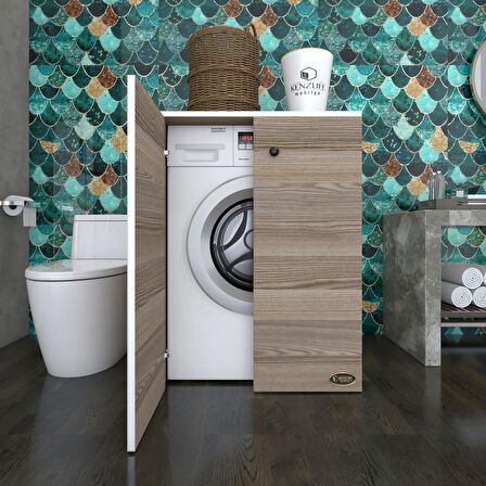 Kenzlife çamaşır makinesi dolabı kapaklı tatyana crd 90*70*60 banyo ofis kapaklı arkalıksız