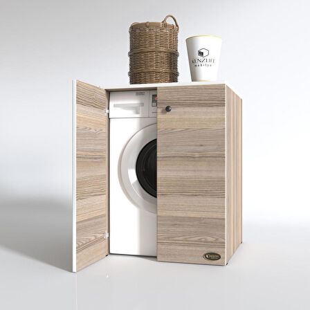 Kenzlife çamaşır makinesi dolabı kapaklı tatyana crd 90*70*60 banyo ofis kapaklı arkalıksız