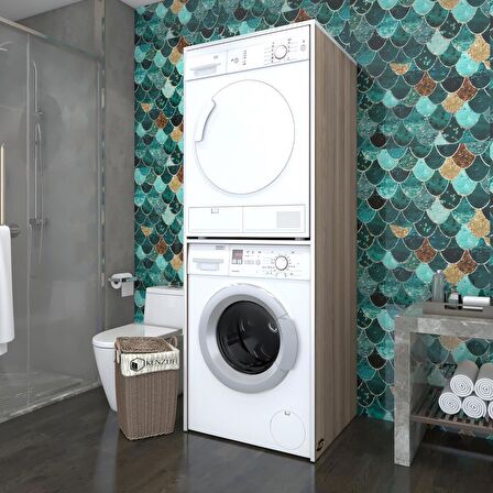 Kenzlife çamaşır-kurutma makinesi dolabı evgeniya crd 180*70*60 banyo çift katlı kapaksız arkalıksız