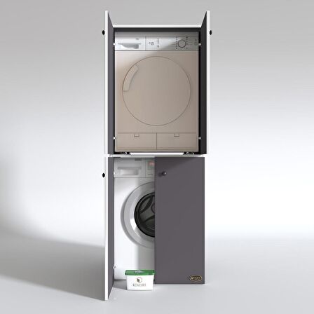 Kenzlife çamaşır-kurutma makinesi dolabı kapaklı jelena gri 180*70*60 banyo çift katlı arkalıksız