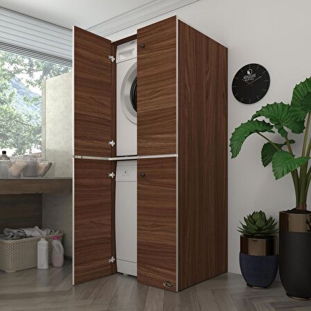 Kenzlife çamaşır-bulaşık makinesi dolabı kapaklı roksana cvz 180*70*60 banyo çift katlı arkalıksız