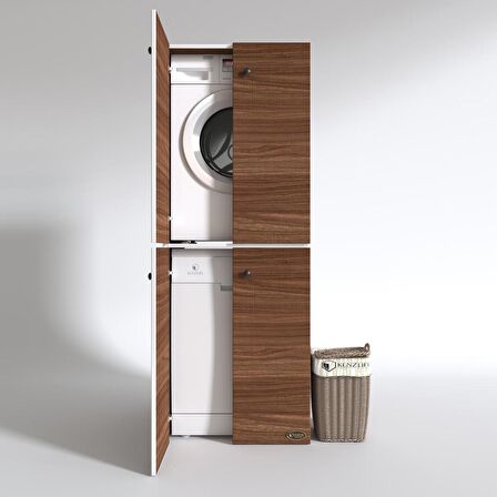 Kenzlife çamaşır-bulaşık makinesi dolabı kapaklı roksana cvz 180*70*60 banyo çift katlı arkalıksız