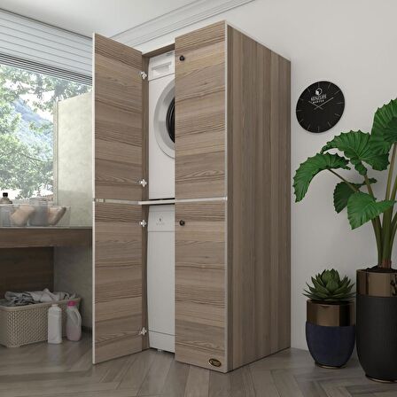Kenzlife çamaşır-bulaşık makinesi dolabı kapaklı roksana crd 180*70*60 banyo çift katlı arkalıksız