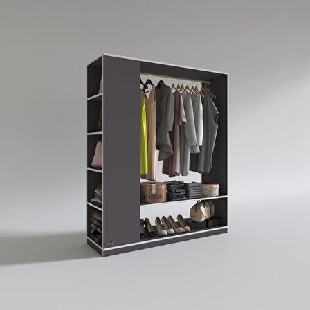 Kenzlife giysi dolabı abdullah 180*150*45 gri gardırop