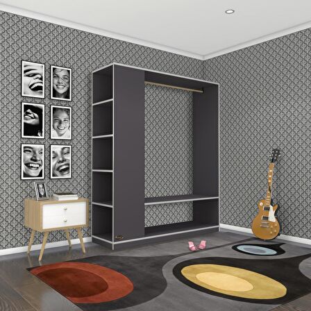 Kenzlife giysi dolabı abdullah 180*150*45 gri gardırop