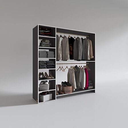 Kenzlife giysi dolabı abdurrahman 180*180*40 gri gardırop