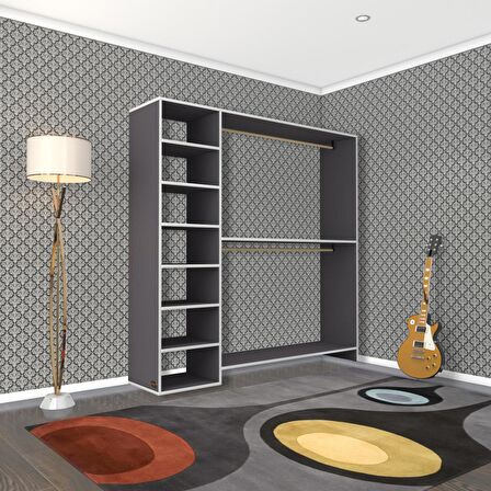 Kenzlife giysi dolabı abdurrahman 180*180*40 gri gardırop