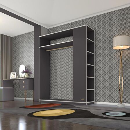 Kenzlife giysi dolabı bayram 180*150*40 gri gardırop