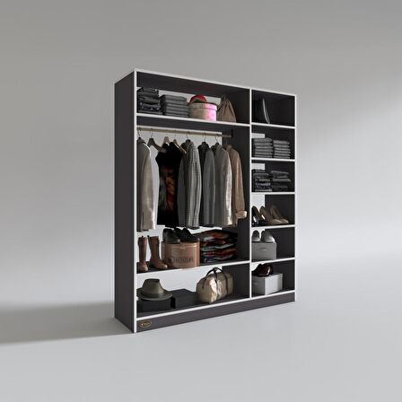 Kenzlife giysi dolabı dursun 180*150*40 gri gardırop