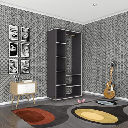 Kenzlife giysi dolabı hüsamettin 180*090*40 gri gardırop