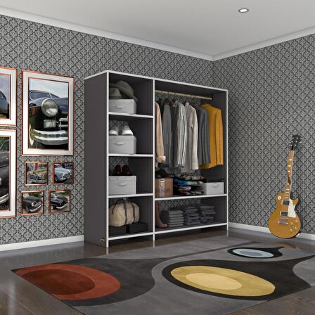 Kenzlife giysi dolabı mükremin 150*150*40 gri gardırop