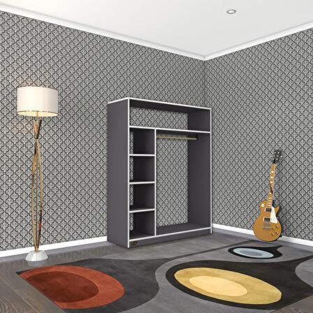 Kenzlife giysi dolabı necmettin 150*120*40 gri gardırop