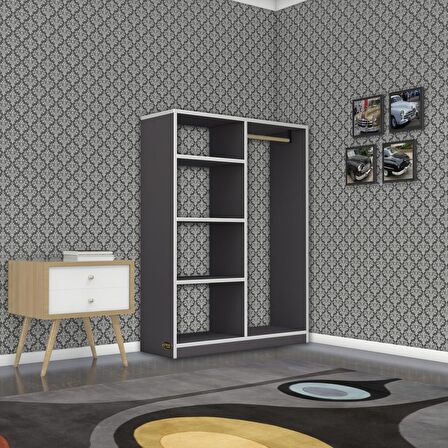 Kenzlife giysi dolabı taci 120*090*30 gri gardırop