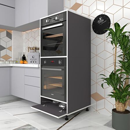 Kenzlife fırın dolabı halime gri 145*60*56 mutfak kapaklı ayaklı banyo kiler ofis
