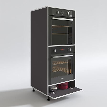 Kenzlife fırın dolabı halime gri 145*60*56 mutfak kapaklı ayaklı banyo kiler ofis