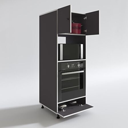 Kenzlife fırın dolabı halide gri 162*60*56 mutfak kapaklı ayaklı banyo kiler ofis