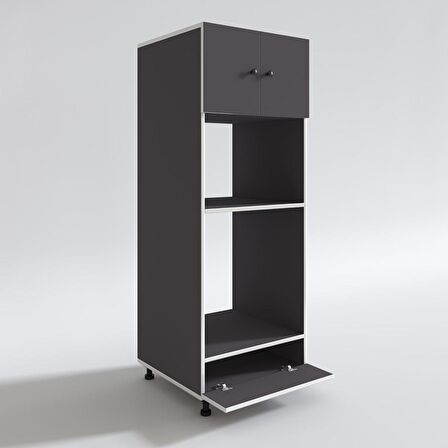 Kenzlife fırın dolabı halide gri 162*60*56 mutfak kapaklı ayaklı banyo kiler ofis