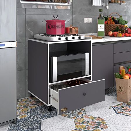 Kenzlife ocak dolabı nevresel gri 85*70*60 XLARGE çekmeceli hazır mutfak klasik setüstü ocak için sabit tabla