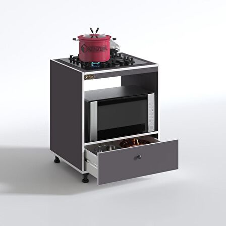 Kenzlife ocak dolabı piraye gri 85*70*60 XLARGE çekmeceli hazır mutfak ankastre gömme ocak için