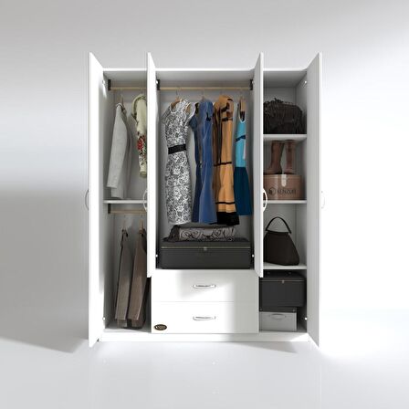 Kenzlife gardırop 4 kapılı 2 çekmeceli deligül 180*160*52 byz XLARGE kapaklı gardolap dolap