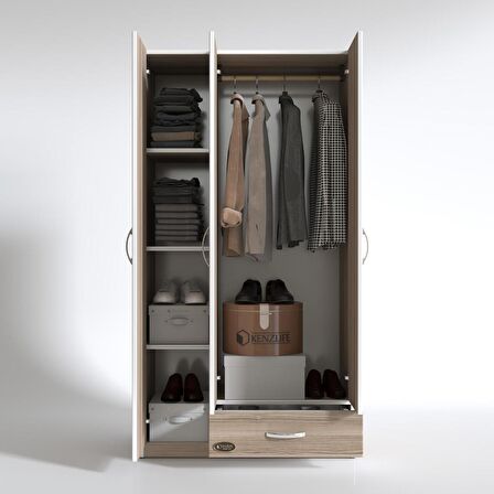 Kenzlife gardırop 3 kapılı 1 çekmeceli hanımeli 180*120*52 crd XLARGE kapaklı gardolap dolap