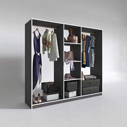 Kenzlife giysi dolabı temel 180*200*40 gri gardırop