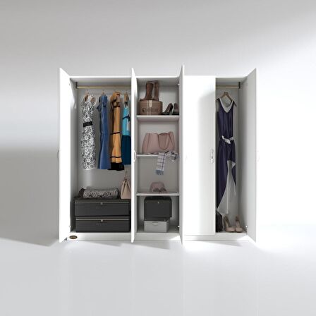 Kenzlife gardırop 5 kapılı horozibiği 180*200*52 byz XLARGE kapaklı gardolap dolap