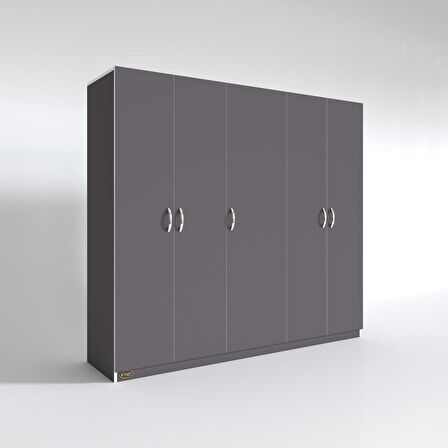 Kenzlife gardırop 5 kapılı horozibiği 180*200*52 gri XLARGE kapaklı gardolap dolap
