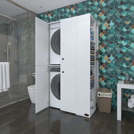 Kenzlife çamaşır-kurutma makinesi dolabı kapaklı foka byz 180*090*60 banyo arkalıksız