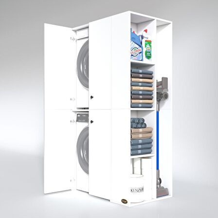 Kenzlife çamaşır-kurutma makinesi dolabı kapaklı foka byz 180*090*60 banyo arkalıksız