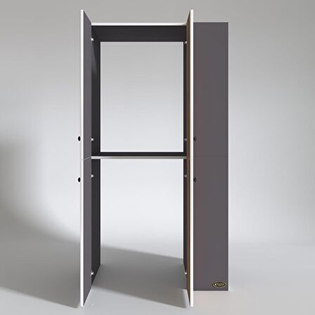 Kenzlife çamaşır-kurutma makinesi dolabı kapaklı foka gri 180*090*60 banyo arkalıksız