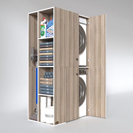 Kenzlife çamaşır-kurutma makinesi dolabı kapaklı foka crd 180*090*60 banyo arkalıksız