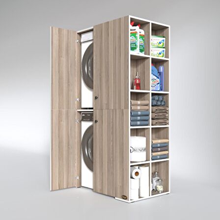 Kenzlife çamaşır-kurutma makinesi dolabı kapaklı fedyenka crd 180*090*60 banyo arkalıksız